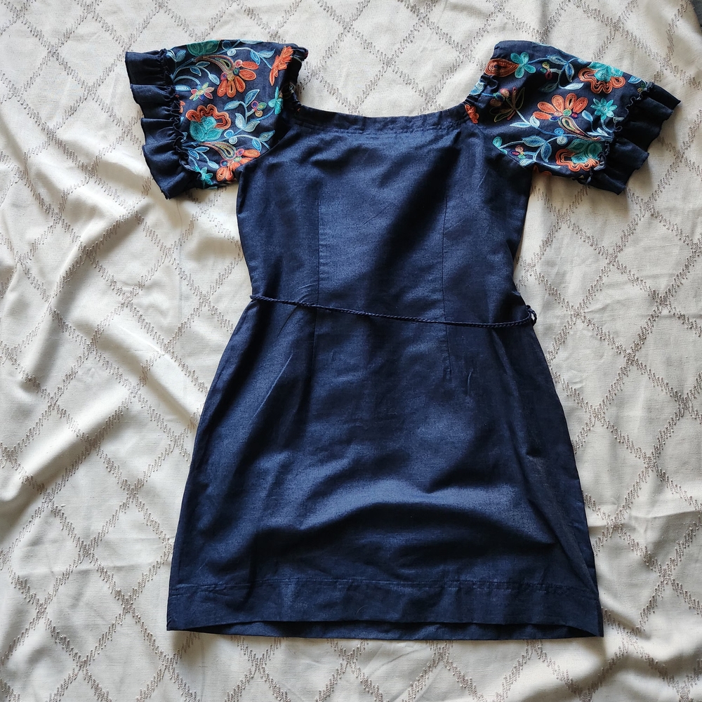 Signature by Robbie Bee Blue‎ Puff Sleeve Sheath Dress | Size 6 | Cocktail Work